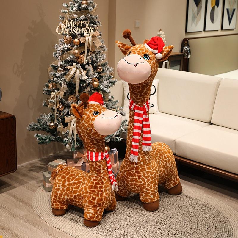 Cartoon Cute Christmas Deer Giraffe Doll Plush Toy Elk Sika Deer Doll Children Soothing Doll