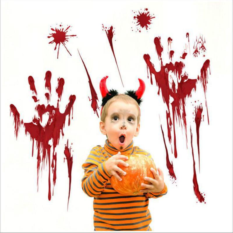 New Halloween Blood Handprint Blood Footprint Bedroom Living Room Wall Stickers