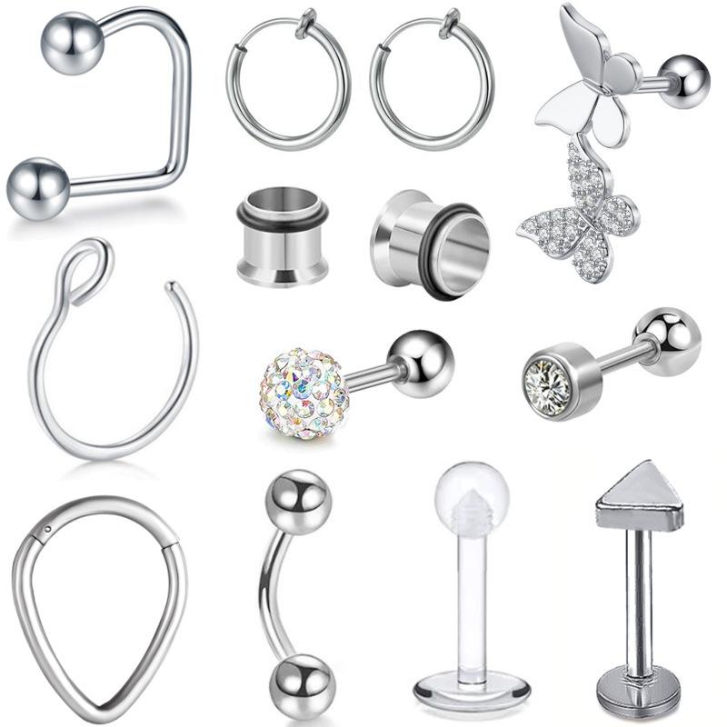 European And American Foreign Trade Stainless Steel Personalized Earrings Nose Rings Simple Lip Nail Umbilical Nail Nails Puncture Jewelry