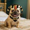 Cute Pet Egyptian Pharaoh Hat Comfortable Adjustable Halloween Party Hat with Bib Breathable Pet Cosplay Costume Pet Dress Up