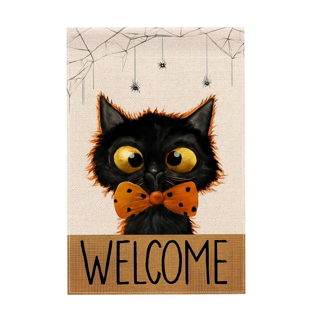 Halloween Garden Flag Pumpkin Ghost Halloween Flags 45x30cm Double Sided Yard Decoration Outdoor Welcome(excluding Flagpole)