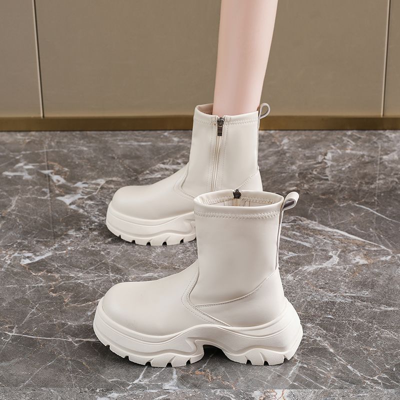 Thick-soled Martin Boots Women's 2025 Autumn New Thin and Versatile Niche Foreign-style Mid-tube Boots Soft-soled Chelsea Boots