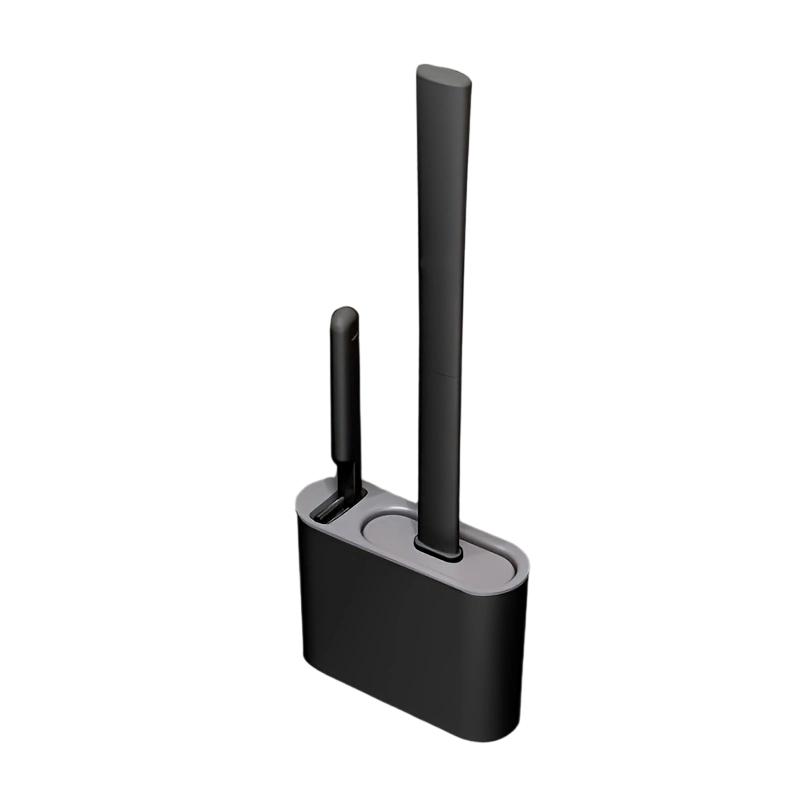 Floor And Wall Mount Toilet Brush No Drill Installation Plastic Bathroom Cleaning Tool With Holder For Home Use