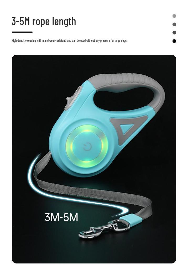 LED Retractable Dog Leash - Tangle-Free, Luminous Rope for Safe Walks.