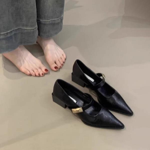 Fashion Shoes Woman Flats Shallow Mouth Pointed Toe Dress Comfortable On Heels New Summer Spring Mary Janes Shoes Woman 2025 Pointed Toe