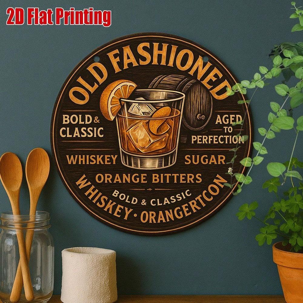 Vintage Whiskey Bar Tin Sign 8x8 Inch Retro Bourbon Cocktail Metal Poster
