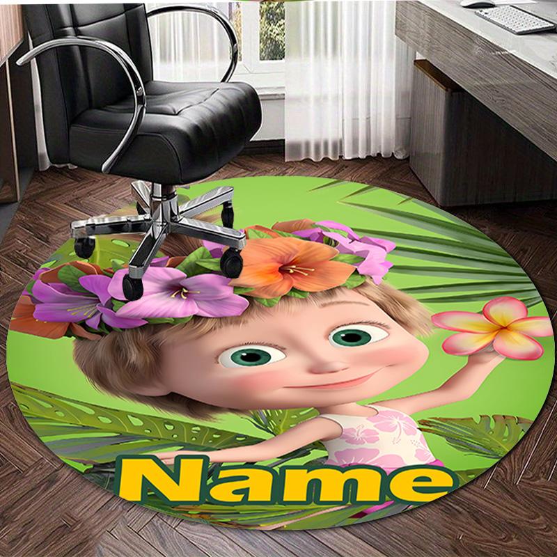 Personalized M-Masha and the Bear Round Chair Office Rug - Perfect for Mat, Office Chair & More - Ideal Gift for Birthdays and Holidays