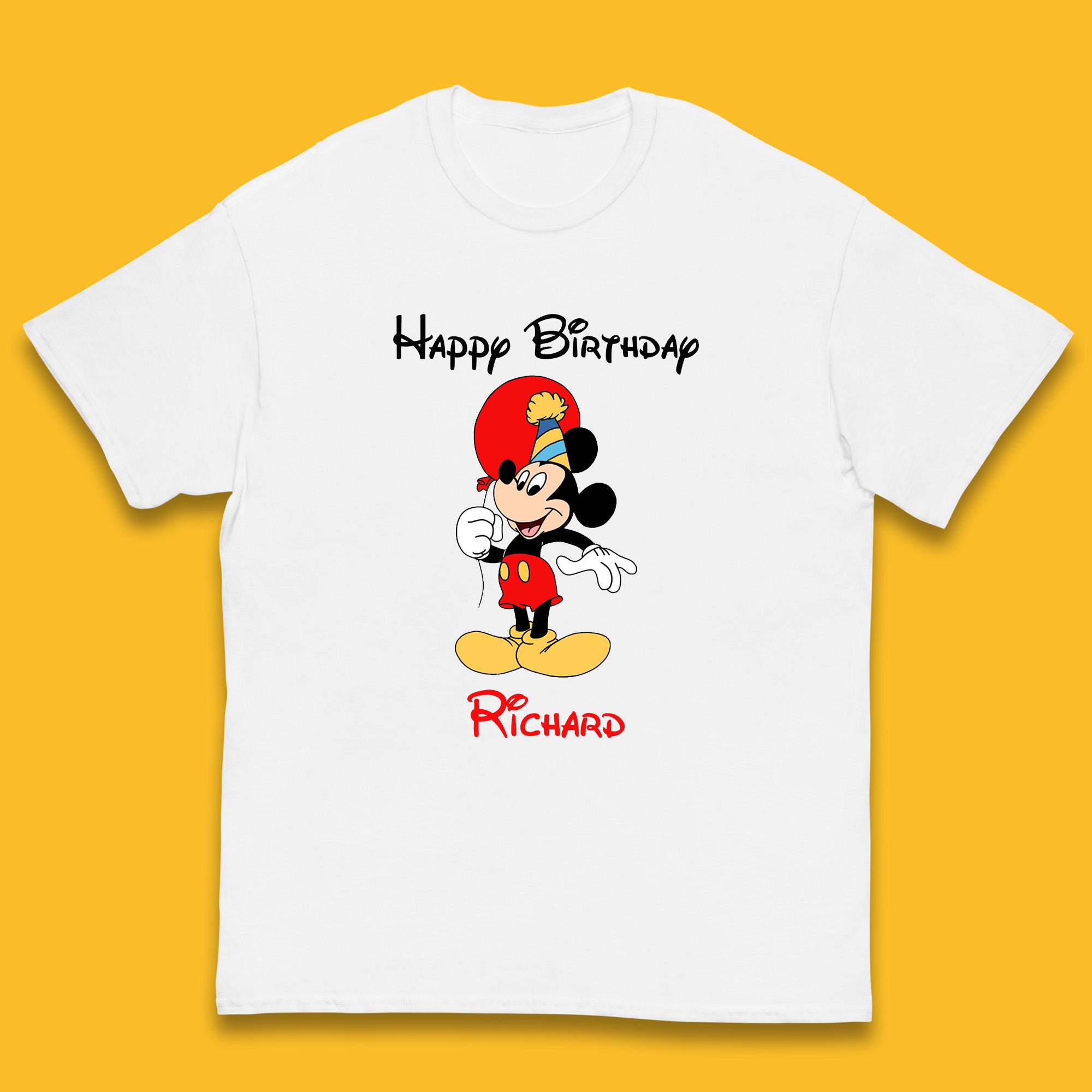 Personalised Happy Birthday Disney Mickey Mouse Your Name Cute Cartoon Character Disney Birthday Theme Party  Kids T Shirt 120