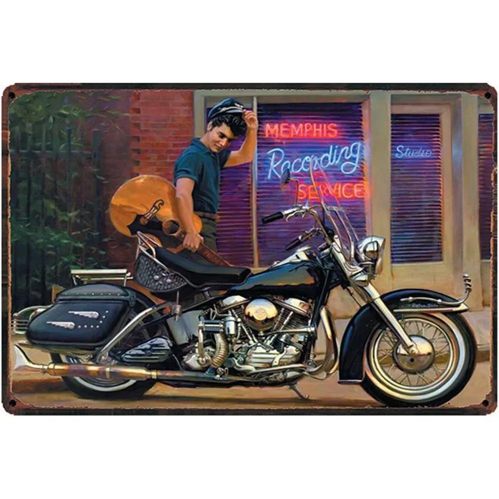 Letrero Metálico Vintage Indian Motorcycle Decoración Garaje Pub 20x30cm