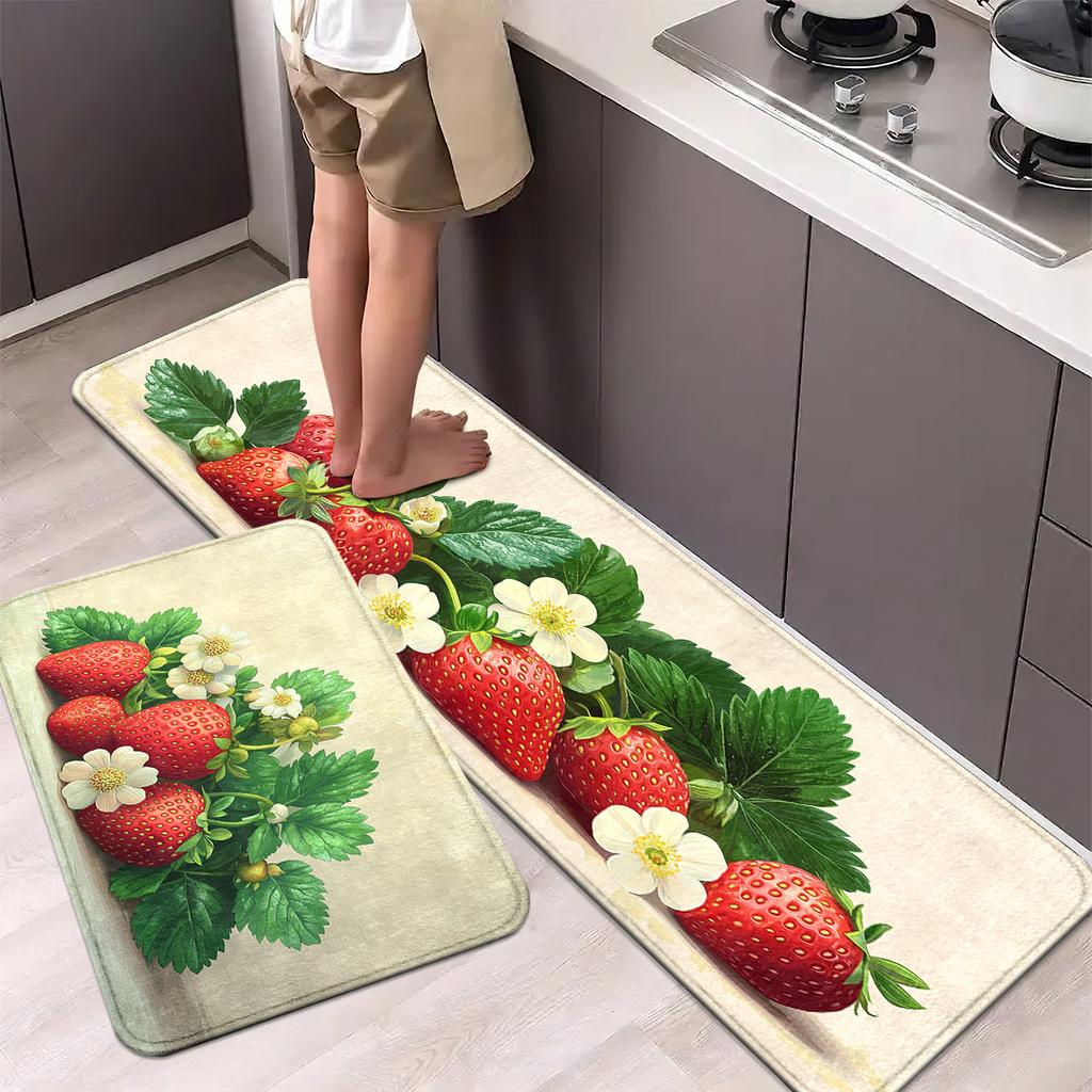 1 Stück Anti-Ermüdungs-Küchenteppiche, 3D Frühlings-Blumendruck Wasserdicht Rutschfest Dick Gepolsterte Küchenmatte Strapazierfähige Komfort-Stehmatte für Küche