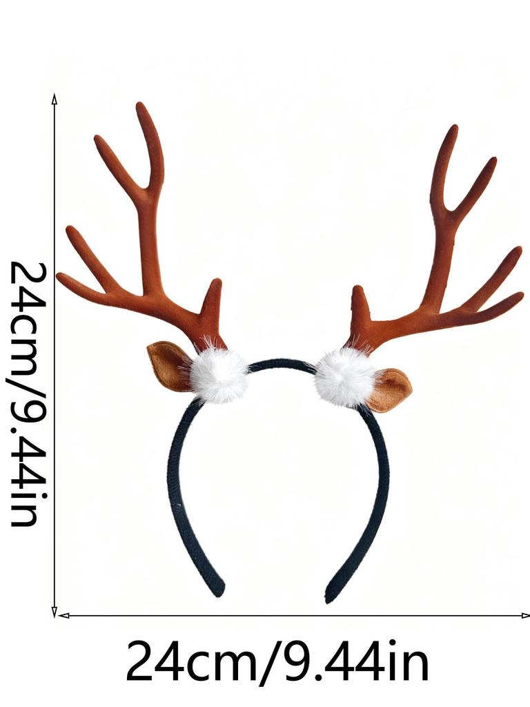 Kerst Rendier Gewei Hoofdband - Bruin & Rood, Volwassen Maat
