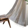 Curtain Lanju Finished Product Printed Hollow Splicing American Kitchen Semi Blackout Curtain Tassel
