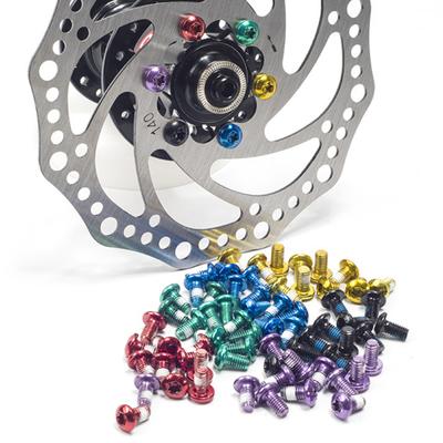 12Pcs M5x9 Bike Disc Brake Bolt Heavy Duty Colorful Metal T25 Mountain Bicycle Disc Brake Rotor Screw Bike Parts Replacement Accessories