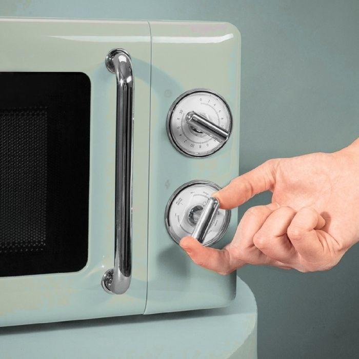 Cecotec Micro-ondes Mécanique avec Grill de 20 L Proclean 3110 Retro Vert: 700 W 6 Niveaux Minuterie Décongélation