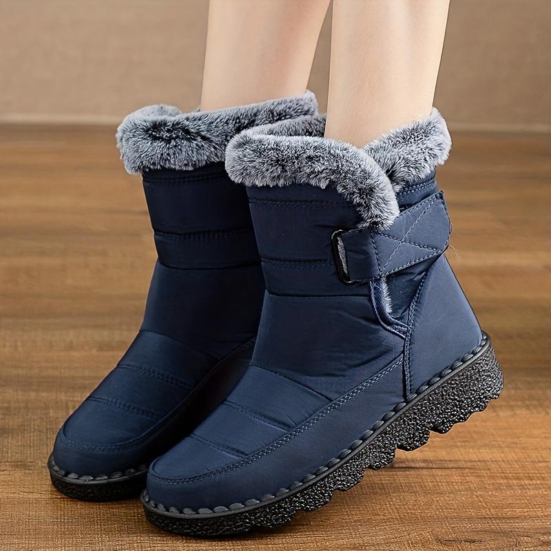 Wasserdichte Winterstiefel für Damen, neuer Kunstpelz, langer Plüsch-Schneestiefel, Plateaustiefeletten für Damen, warme Baumwoll-Paarschuhe