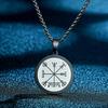 Kinitial Viking Compass Vegvisir Pendant Necklace for Men Boys Stainless Steel the Witcher Medallion Charm Chain Hip Hop Jewelry