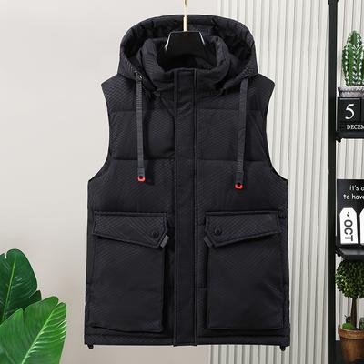 Herrvinterjackor med huva plusstorlek L-8XL avslappnade kamouflage ärmlösa parkas man höst väst tjock varm vadderad väst