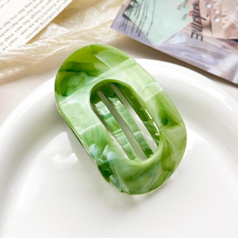 Arc-shaped Oval Grab Clip Marble Gradient Color Ponytail Bun Shark Clip High-end Hair Accessory Hair Clip