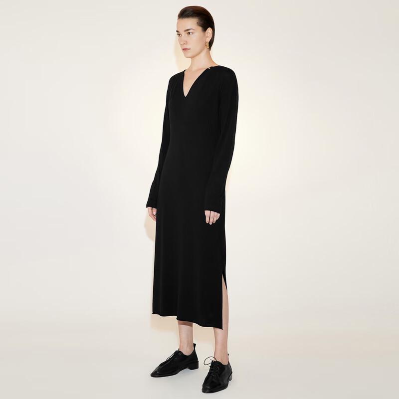 

LESS 2023 Spring Elegant Long-Sleeve V-Neck Sweater Dress M
