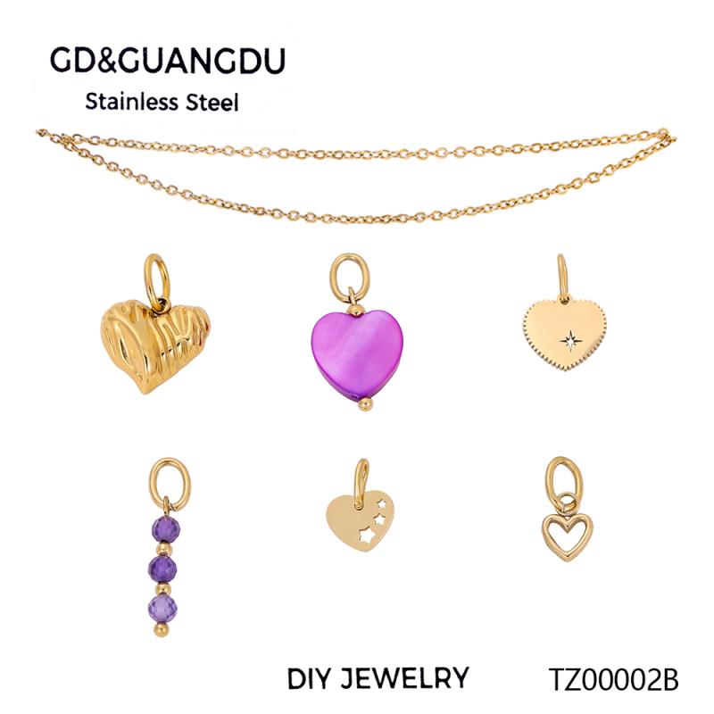 CARLIDANA Custom Jewelry Heart-shaped Tassel Stainless Steel Pearl Charms Set Creative Personality Chain Necklace for Women