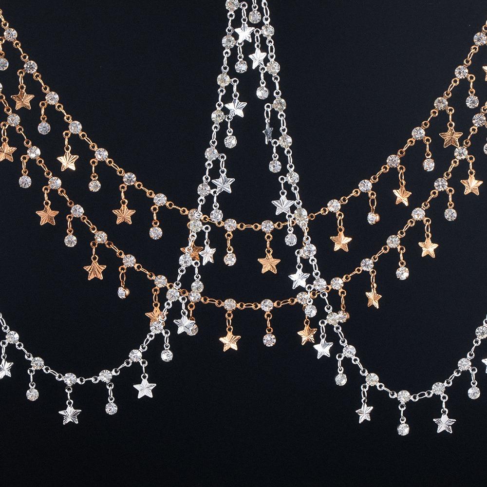 100cm Blue Crystal Butterfly Charms Chains Bracelet Necklace Jewelry Making Beaded Copper Chain DIY Supplies Gold Silver Stars
