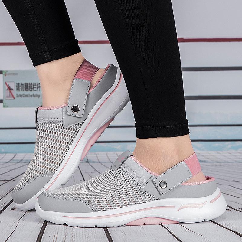 2025 Large Size Mesh Women's Shoes Spring and Summer Daily Cool Slippers One Pedal and Half Drag Breathable Lightweight Air Cushion Women's Shoes