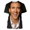 Attore Pop Nicolas Cage T-shirt Stampata 3D Divertente Tendenza Girocollo Manica Corta Top Moda Estiva Personalità Maschile Tendenza Streetwear