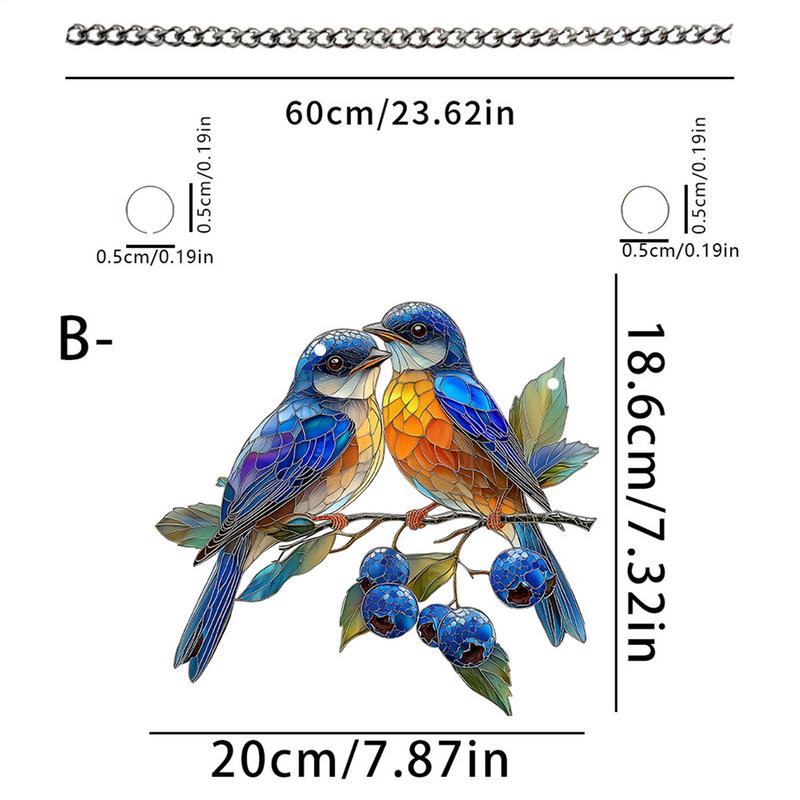 Pingente de Beija-Flor Colorido Acrílico 2D Enfeites de Janela Pássaros Sinos de Vento de Jardim Peça Central de Vento para Casa Estúdio