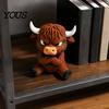 Trendy Animal Figurine 3D Printed Angry Highland Cow Figurine, Cute Attitude Desktop Cool Office Accessories Ornament, Sitting Statue for Home