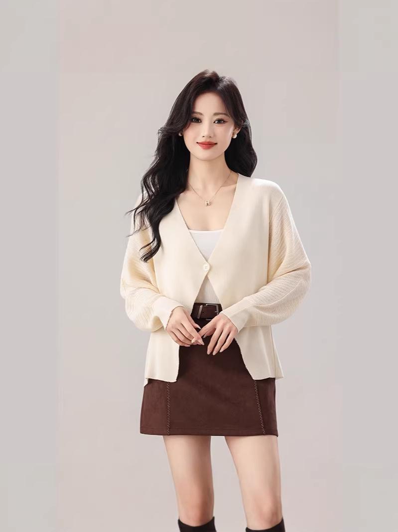 Korean Style One-Button Casual Knit Cardigan - Plus Size Women s Spring Outerwear One Size чёрный