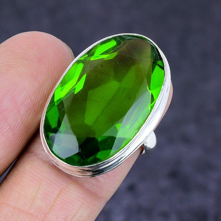 Peridot Gemstone Handmade 925 Sterling Silver Jewelry Ring Size 6 g3t44