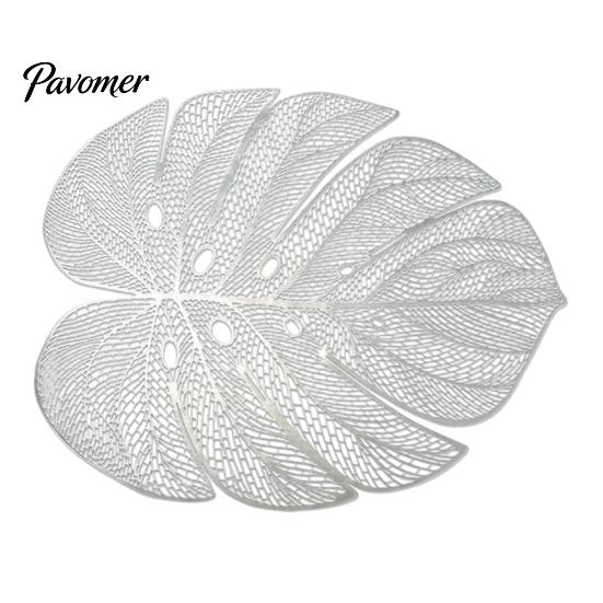 Flexible PVC Dining Mats Monstera Leaf Placemat, Hollow Table Mat, Waterproof Oil Proof Heat Washable Placemats Resistant for Wedding Banquet