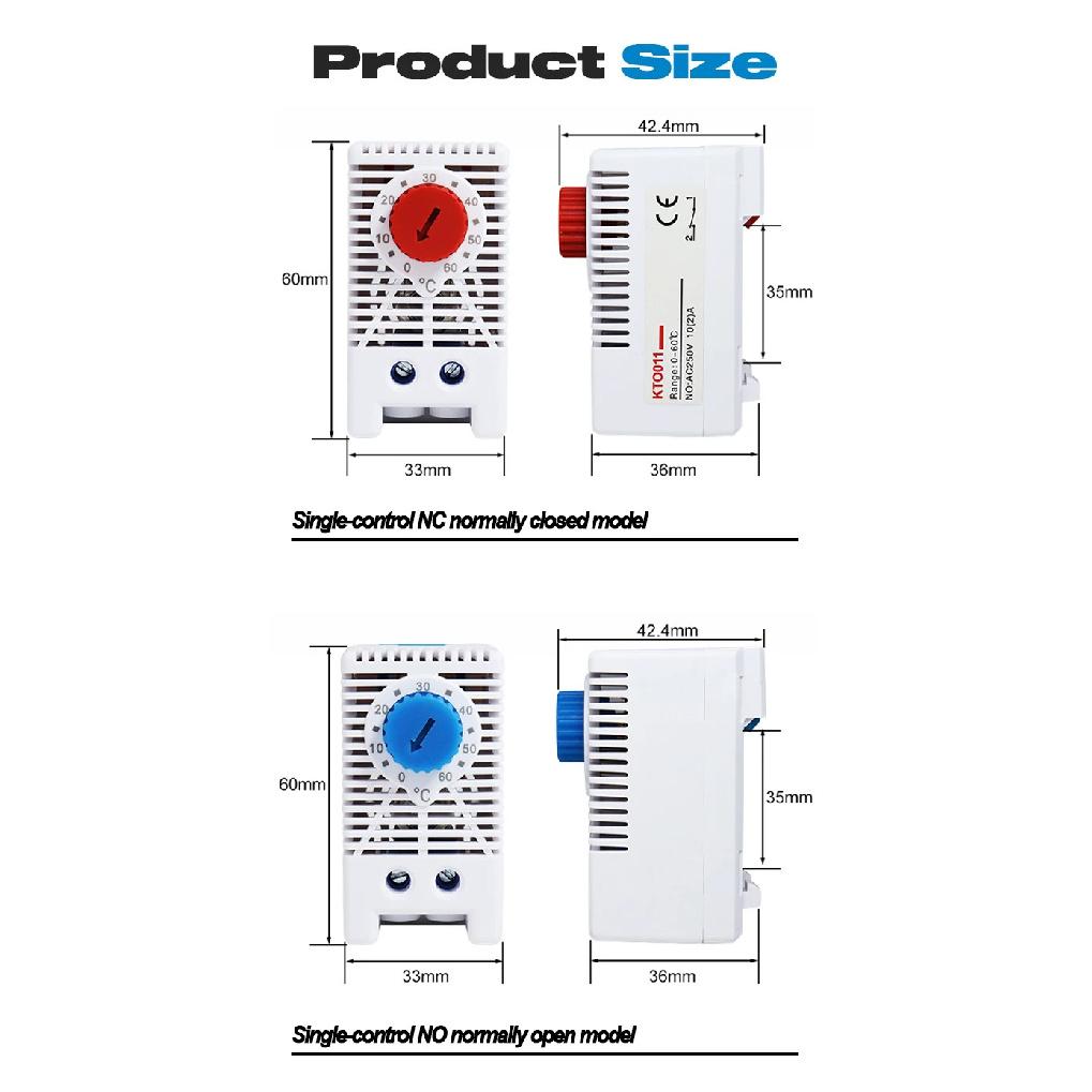 CG KTO011 KTS011 NC/NO Cabinet Temperature Controller 0-60℃ DIN Rail Mechanical Thermoregulator Compact Bimetallic Thermostat
