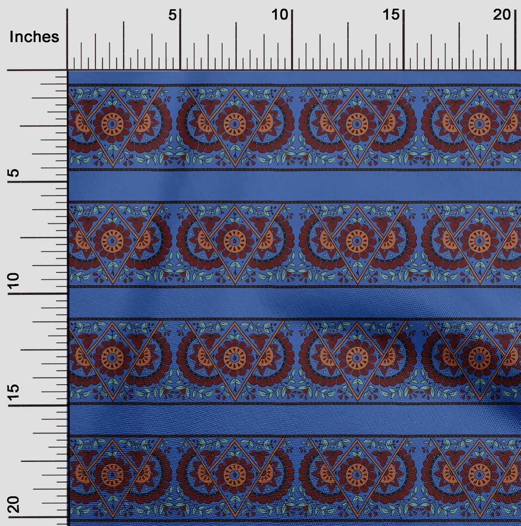 oneOone Cotton Flex Fabric Geometric|Leaves & Floral Block Printed Fabric 1 Yard 40 Inch