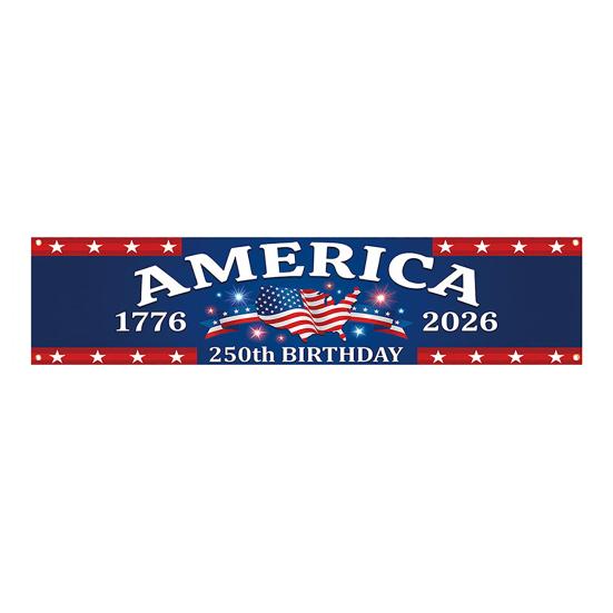 250th Anniversary Banner 6.5x1.5ft 250 Years of Freedom American Patriotic Decoration
