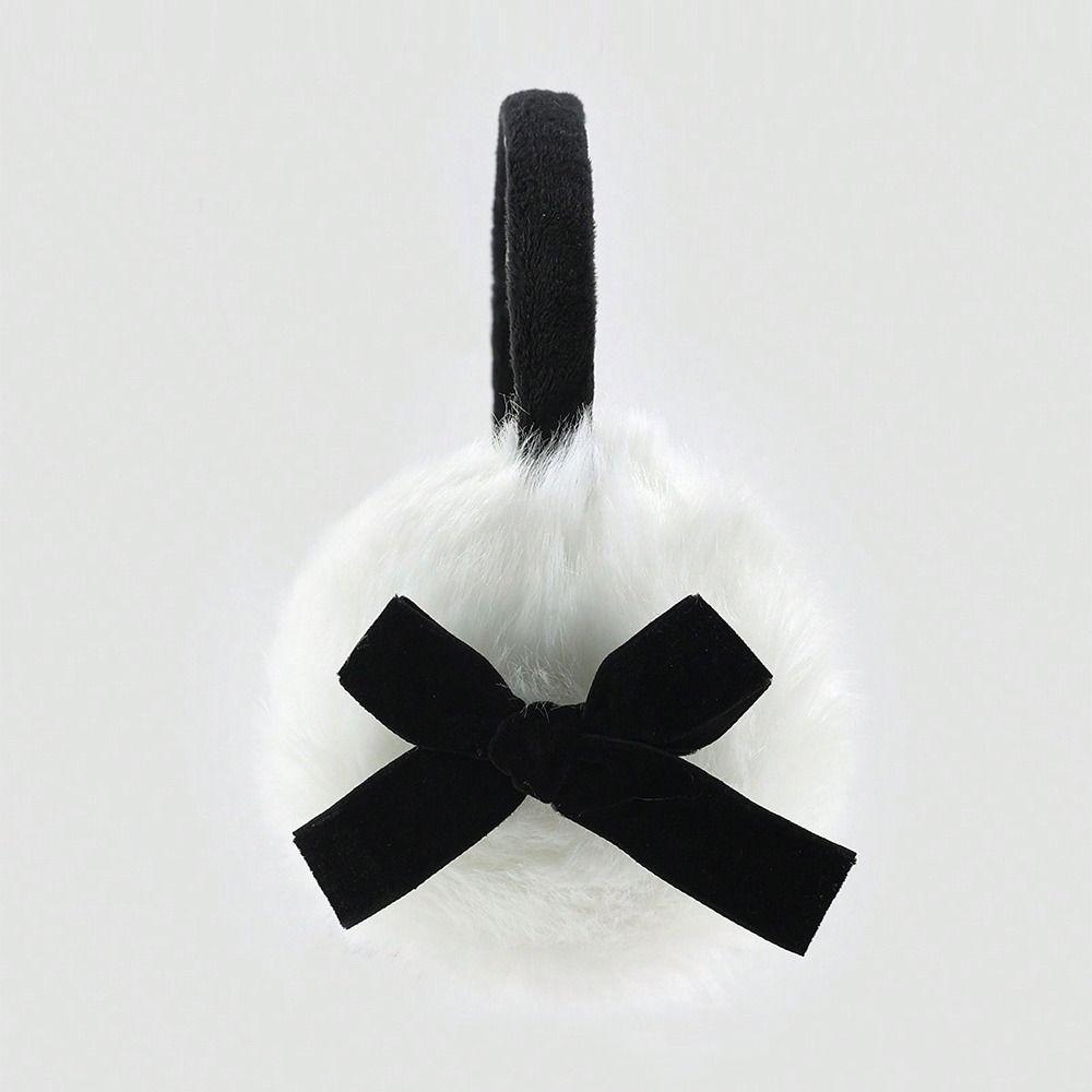 JK Sweet Y2k Bowknot Earmuffs Japanese Winter Earflap Cute Faux Fur Plush Earmuffs  Girl