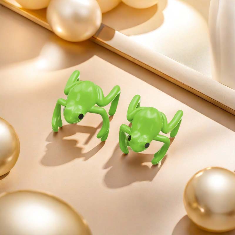 1/2 Pièces Mode Clip d'Oreille Grenouille Verte pour Femmes Filles Créatif Mignon Animal Manchette d'Oreille sans Perçage Bijoux Esthétiques Cadeaux