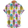 Funny Ice Cream 3D Printed Shirts For Men Clothes Summer Cold Beach Hawaiian Vacation Lapel Blouse  Streetwear Blouses