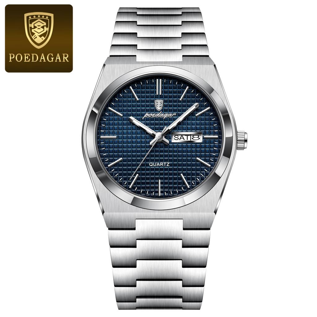 Business Man Watch Luminous Waterproof Stainless Steel Men Wristwatch Date Week Quartz Fashion Casual Men's Watches