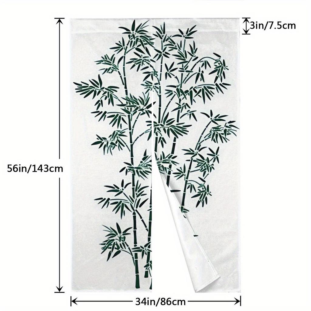 1pc Japanese-Style Door Curtain with Elegant Bamboo Design, Easy Rod Pocket Installation, Size 34x56 Inches – Perfect for Room/E