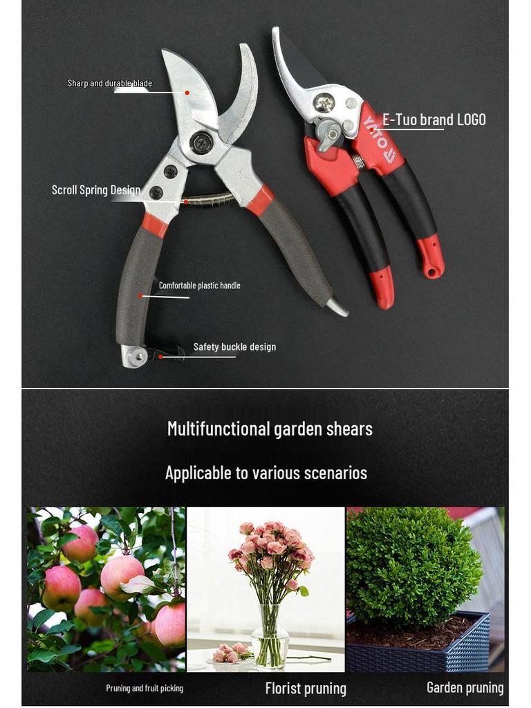 YATO Garden Shears for Pruning, Grafting, and Cutting Thick Branches