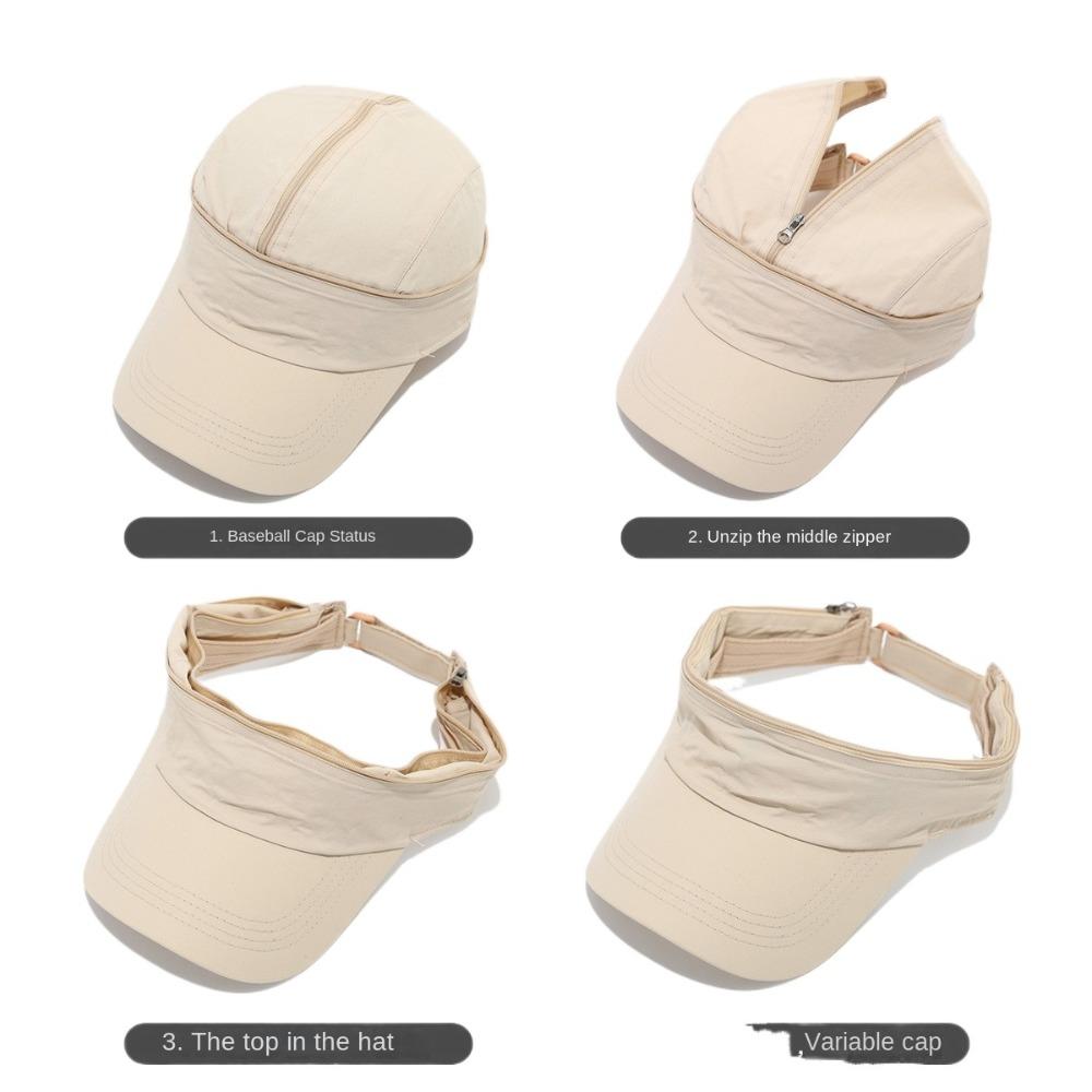Quick Dry Women Sun Hat Solid Color Empty Top Hat Foldable Sunscreen Baseball Hat  Surfing