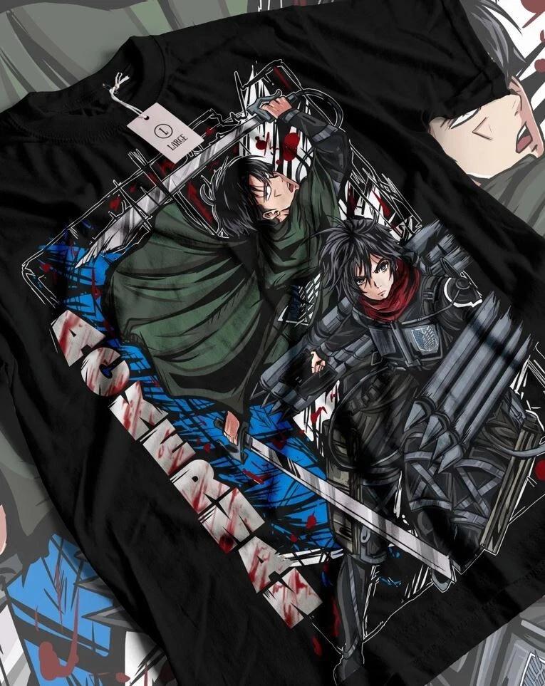 Attack On Titan Eren Jaeger Levi AckerUnisex Mikasa Tshirt Cosplay Short Sleeve S