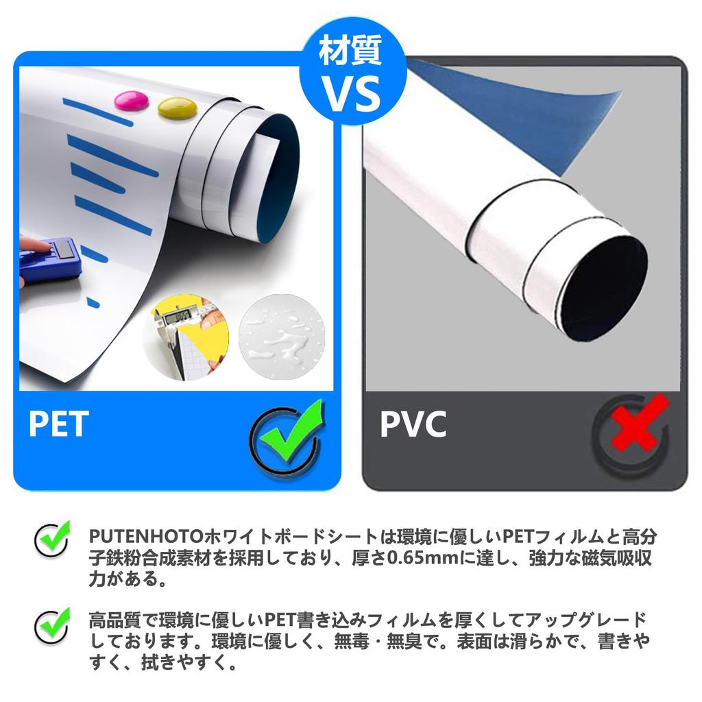 Putenahoto Magnetische und Klebende Whiteboard-Folien, Mehrere Größenoptionen, Deluxe-Set, 100x150cm (Qualifizierte Rechnungen verfügbar)