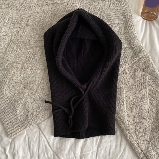 Scarf Hat Solid Color Adjustable Straps Winter Knitted Hat Head Neck Ear Protection Cold Weather Accessories