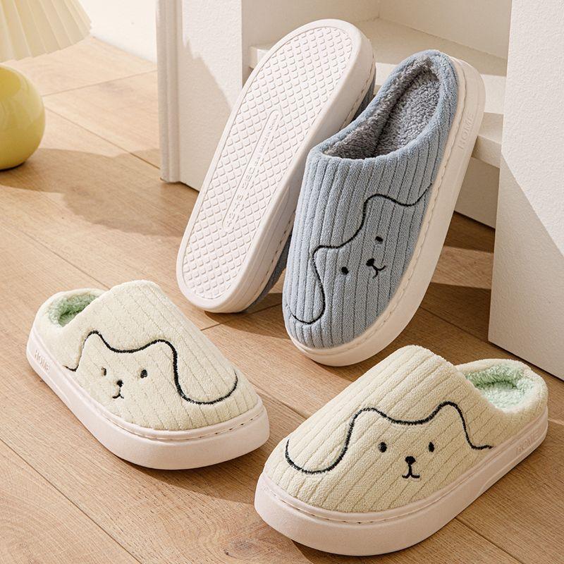 Winter thick-soled cotton slippers for women are non-slip, silent and velvet to keep warm, couples step on shit cotton slippers for me