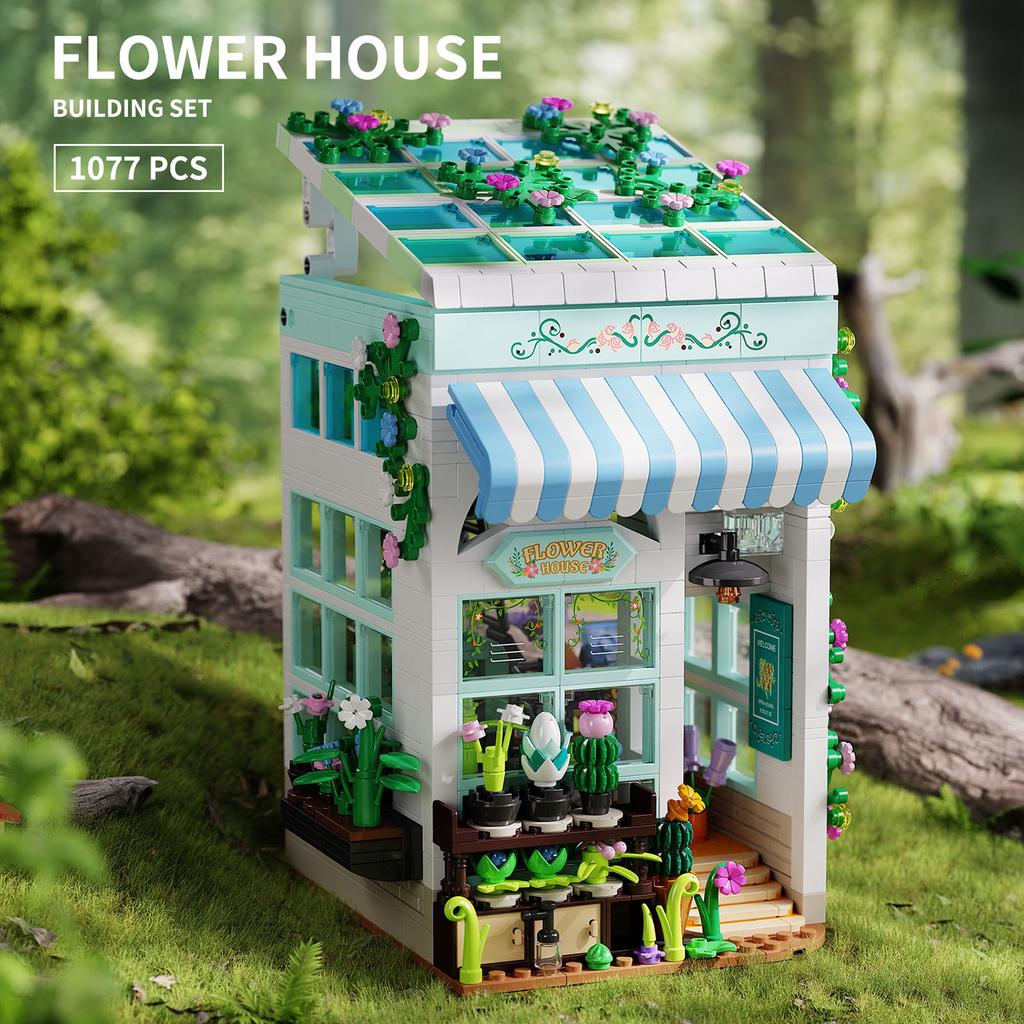 First-Class 1077Pcs Superior-Grade Garden Cottage Superior-Grade Assembly First-Class Building-Bricks Play Sets Assembly-Kit Premium-Quality