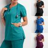 Nurse Uniform for Men Women Nursing Short Sleeve V-neck Blouse Scrubs Tops with Pocket Working Protective Clothes