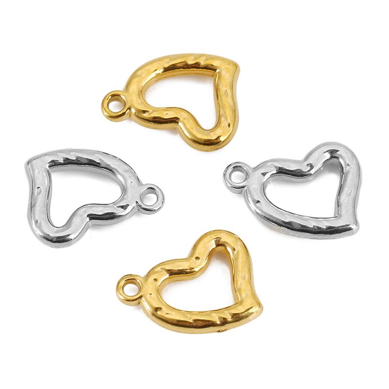 5pcs Never Fade PVD Stainless Steel Necklace Charms Lot Earrings Pendants Heart Charms for DIY Bracelet Findings Jewelry Making