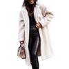 Warm Winter Coat for Women Thick Woolen Mid Calf Overcoat with Hooded Hat Long Sleeve Solid Color Outdoor Lady Jacket